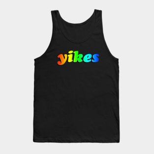 'Yikes' Rainbow Gradient Funny Phrase Tank Top